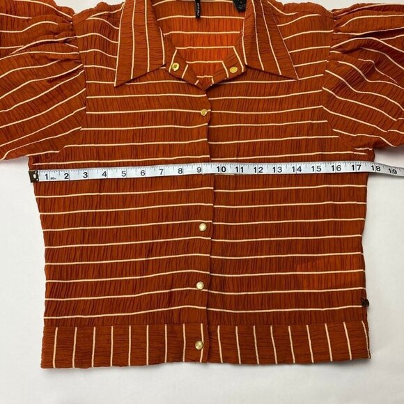 SCOTCH & SODA Orange Pin Striped Puff Sleeve Blouse & Ruched Skirt Size S - Picture 6 of 14